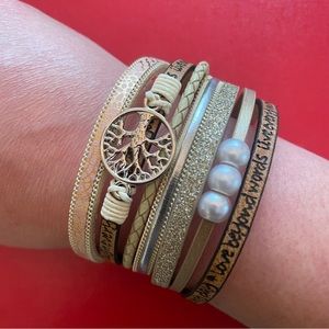 🍂 NIB Multistrand Tree of Life Charm Wrap Bracelet Hippie Boho Inspirational 🍂